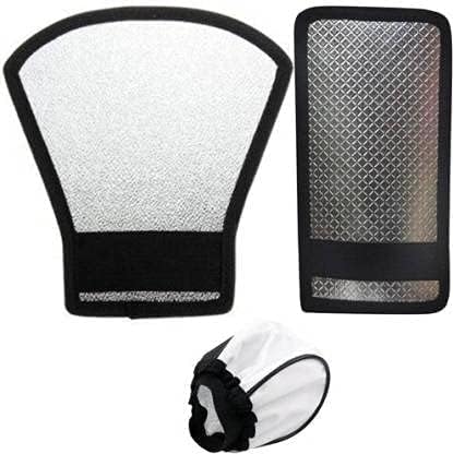 CHAMPKIA Silver White Flash Diffuser Reflector with Soft Mini Flash Bounce Diffuser Cap for on or Off Camera Set of of 3 Camera Flash Diffuser (White, Silver)-picture-26