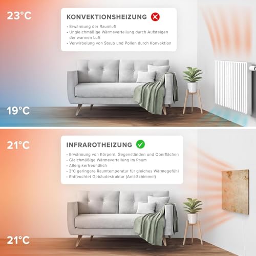 Marwona Naturstein Infrarotheizung mit Digitalthermostat I Jura 500 W I Energiesparende Marmor Infrarot Wandheizung I 5 Jahre Garantie I Deutsche Qualität I B- Optik-9