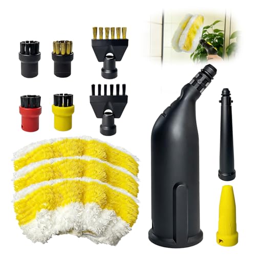 12 Piezas Accesorios de Limpiador a Vapor para Karcher SC1 SC2 SC3 SC4 SC5, Que Incluye Boquilla Extendida, Boquilla Curva, Cepillo Redondo, Cepillo Plano, Paño de Microfibra