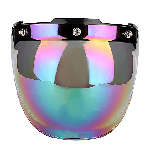 3-Snap Motorcycle Helmet Visor For Open Face Helmets | Flip-Up Bubble Shield, Sun & Wind Protection-933076