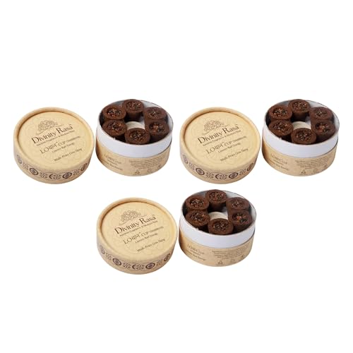 Image of Divinity Rasa Cow Dung Sambrani Dhoop Cups with Stand (12+1 x 3 Packs) | Natural Gau Gobar Guggal & Loban Dhoop for Pooja, Havan, Meditation & Home Fragrance | Long Burning Aromatic Incense Cups