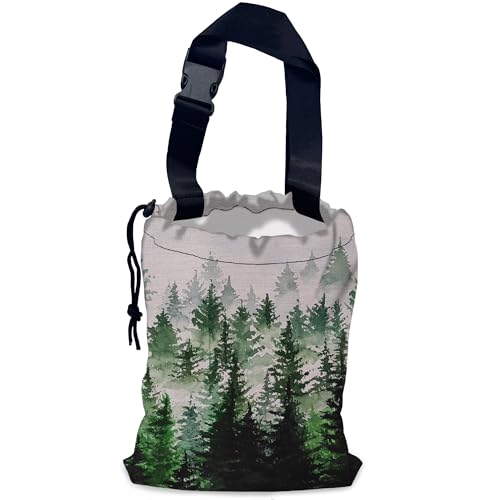 Image of Foggy Forest Car Garbage Bag,Waterproof Small Car Trash Bag Hanging Back of Seat,Drawstring Hanging Car Trash Bag with Adjustable Buckle for Car Accessories