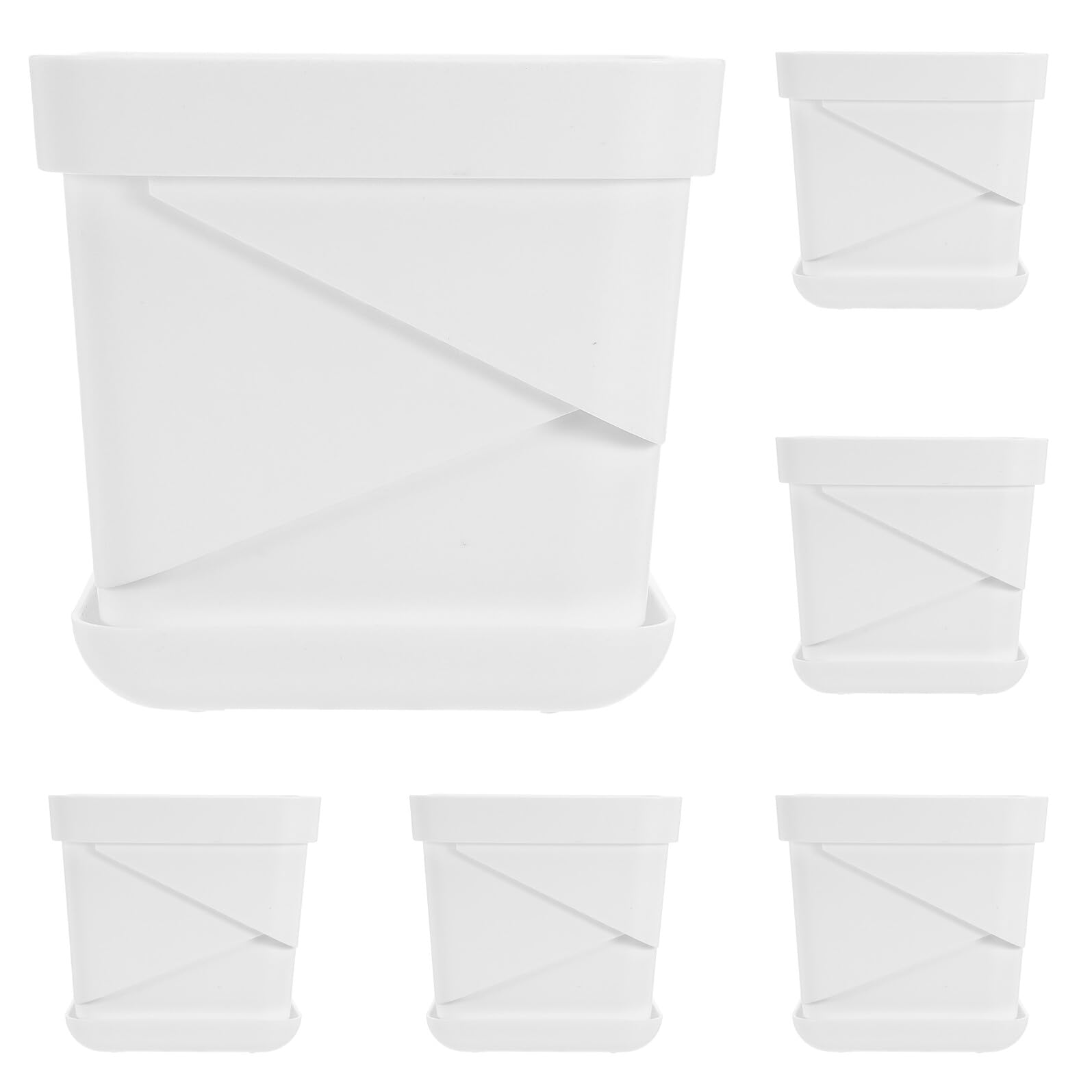 Lot de 6 Petits Pots de Pépinière Carrés en Plastique Blanc 12 CM Trous de Drainage et Soucoupes Intégrées Pots de Plantation Légers pour Semis Succulentes et Jardin