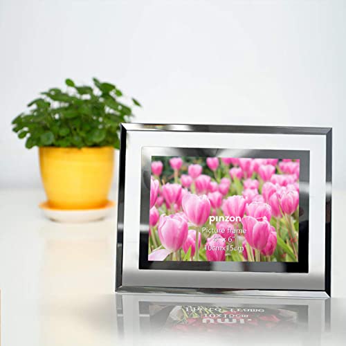 Amazon Brand – Pinzon 2 Pack 4X6 Photo Frames, Glass Picture Frame 4X6, Silver (Set Of 2) #TOP2