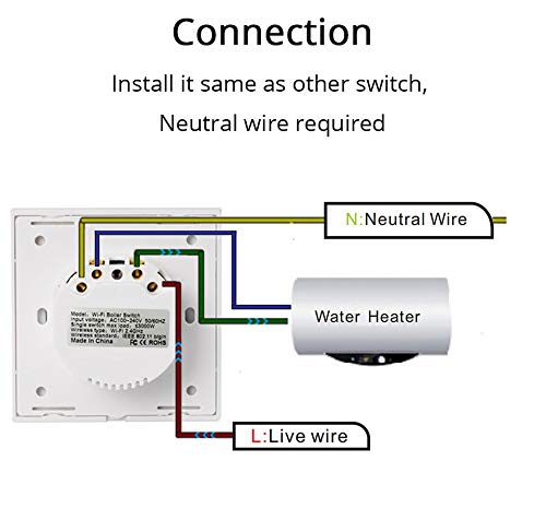 Interrupteur Tactile, Interrupteur Mural Tactile Commutateur Smart Switch Tableau de Chauffage Voix Télécommande Standard Touche Touch Panneau Temporure de Plein air