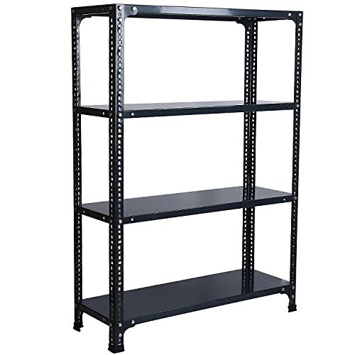 Image of SPACIOUS Slotted Angle Rack 12 x 36 x 58 Inches | Heavy Duty Multipurpose Steel Storage Rack | Fine Finish DA Grey Painted Rack for Home, Office, Shop & Warehouse (Grey, 4 Shelves)