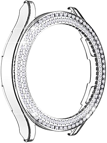 Watch Case Protector for Samsung Galaxy Watch 4 40mm 44mm, Double Row Bling Crystal Diamonds Protective Cover PC Plated Bumper Frame Accessories 40 mm, Clear