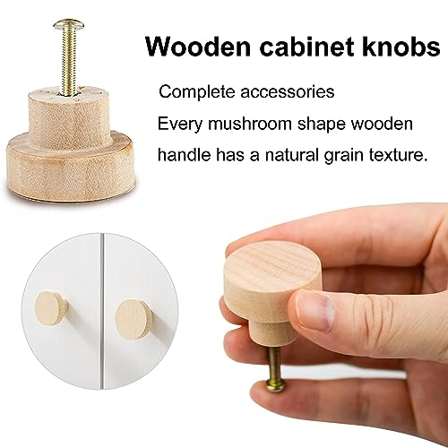 Gunwon 12pcs Wood Cabinet KnobsSet with Screws,WoodenDrawer Knobs,Round Shaped Natural Wooden Pull Handle,WoodenCabinet Knobs Wooden Knobsfor Cabinet,Cupboard,Furniture,Wardrobe,Kitchen(35mm) - Image 3