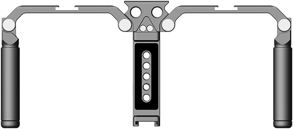 Dual-Handles Phone Cage Stabilizer Video Rig, Foldable Handheld Grip Bracket for Smartphone Handle Filmmaking Magnetic Phone Holder (with Phone Clamp)