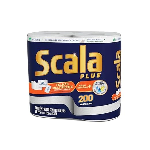 Scala Plus Papel Toalha Multipicote, 200 Toalhas (2 Rolos de 100 Toalhas Cada)