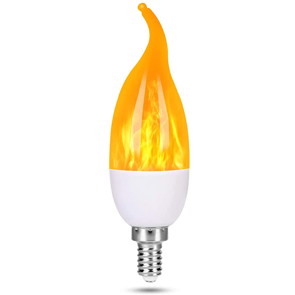 Flickering Light Bulbs,E14 Base 3W Flame Light Bulbs,WISEFIN 3 Modes Candle Candelabra Flame Effect Light Bulbs,for Home Garden Christmas Party Decoration,1PACK