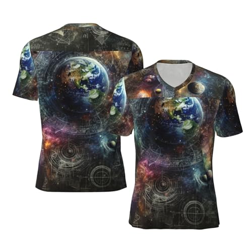 Stylish Athletic Sports Jersey Math-Equations-Planets Men's Rugby Jersey Medium Black