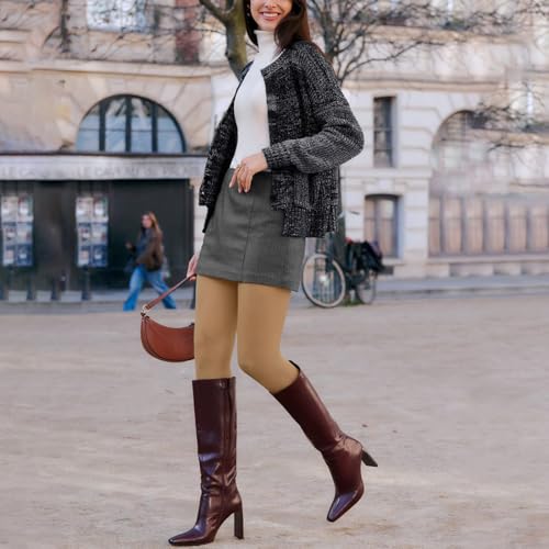 MANZI Women's Solid Color Semi Opaque Footed Tights Soft Stretch Pantyhose3