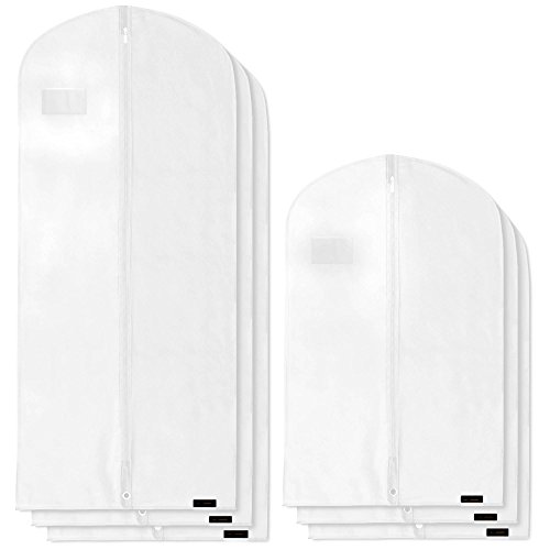 Hangerworld 6 Fundas para Ropa de 102cm y 150cm Porta Traje y Vestido Transpirable Blanco Anti-Polvo