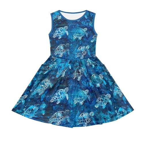 Girls Sleeveless Dresses with Pockets Casual Twirly Dresses for Girls 3-14 T4