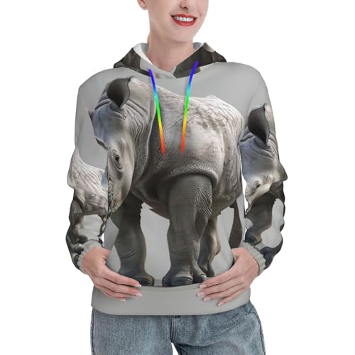 Sweat à capuche graphique rhinocéros une idée cadeau d'automne idéale