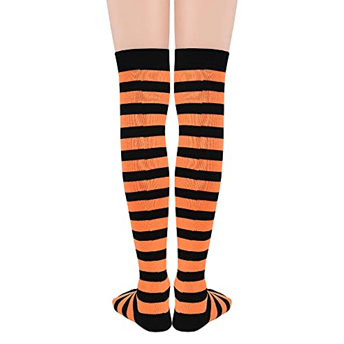 Image of Zando Womens Stripes Thigh High Socks Thigh Highs Casual Knee High Stockings
