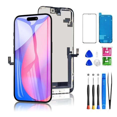for iPhone 16 Plus Screen Replacement 6.7 inch LCD Display 3D Touch Full HD Digitizer Frame Assembly Compatible with A3290 A3082 A3289 A3291 Models Repair Kit + Screen Tempered Protector
