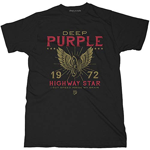 Black Deep Purple Highway Star Oficial Camiseta para Hombre (Medium) Cover