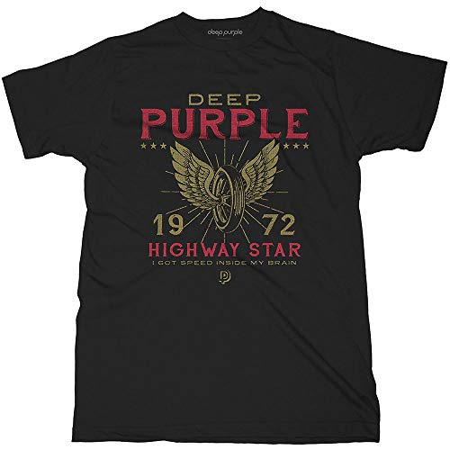 Black Deep Purple Highway Star Oficial Camiseta para Hombre (X-Large)