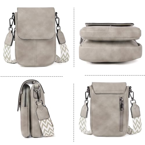 Image of TANTOMI Small Crossbody Bags for Women, Small Purses with Card Slots Phone Purse Wide Adjustable Strap (Gray)