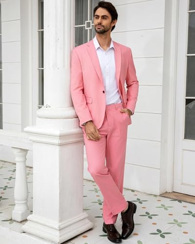 Cloudstyle Men's Suit Single-Breasted One Button Center Vent 2 Pieces Slim Fit Formal Suits3