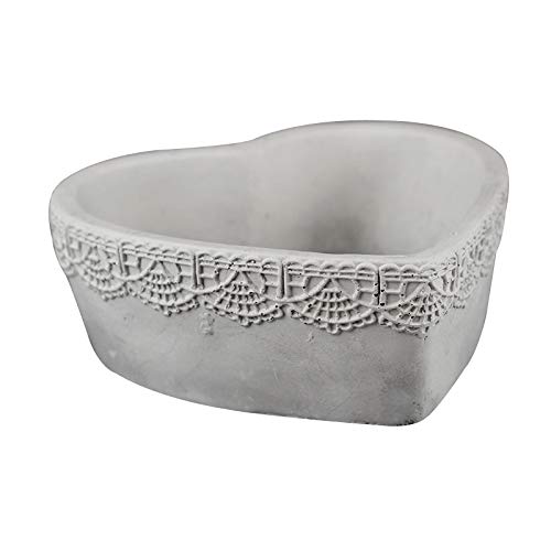 Moule pot béton cœur dentelle en silicone souple pour démoulage facile