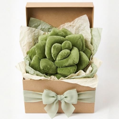 Image of Green Philosophy Co. Succulent Pillow 16 inch - Soft 3D Decorative Flower Throw Pillow, Unique Olive Green Plush Flower Cushion, Perfect for Couch, Sofa, Bedroom Decor, Gift for Plant Lovers