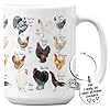 Vivulla68 breeds of chicken coffee mug 15oz with keychain chicken gifts for chicken lovers chicken mom stuffs chicken coffee cup for women chicken themed gifts chicken lady gifts  urban country home decor