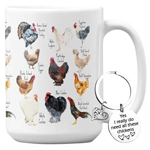 Vivulla68 breeds of chicken coffee mug 15oz with keychain chicken gifts for chicken lovers chicken mom stuffs chicken coffee cup for women chicken themed gifts chicken lady gifts  urban country home decor
