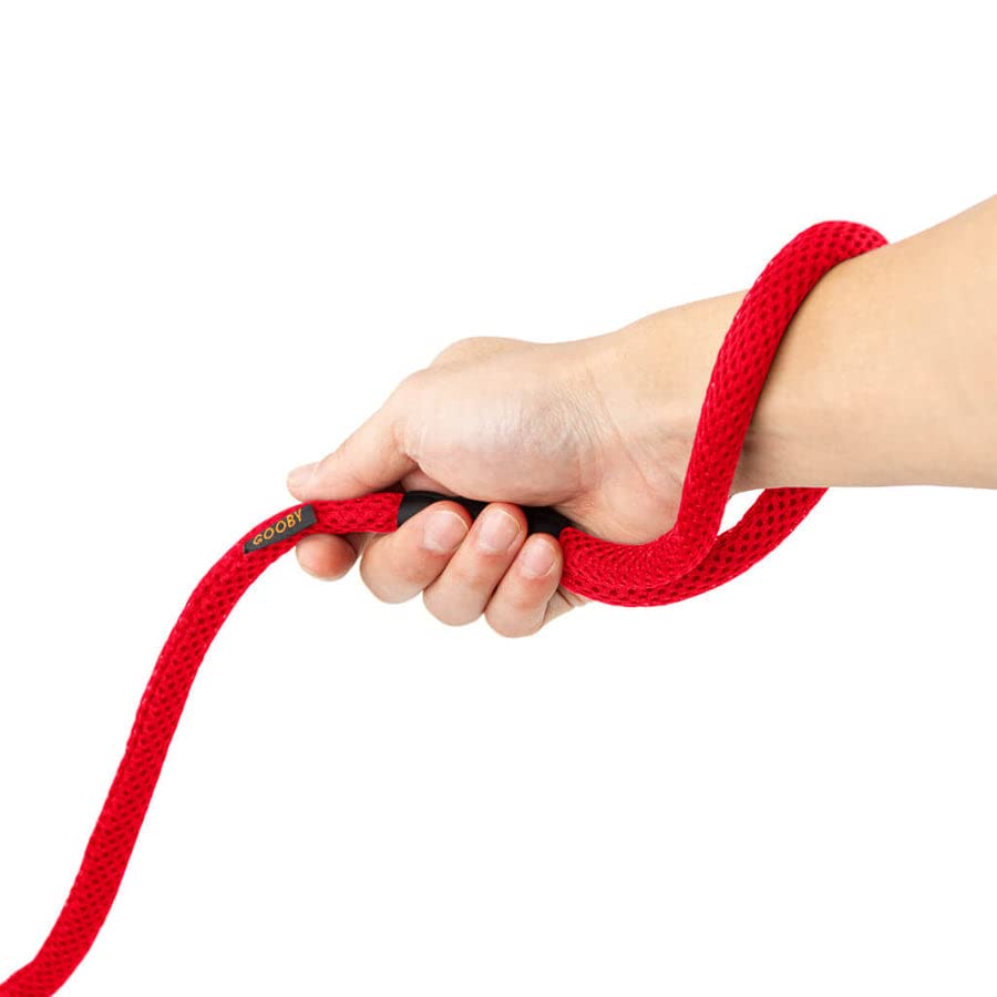 Image of Gooby Mesh Leash, Red, 4 FT | Climbers-rope core, polyester mesh; 4 ft; All-weather; Bolt-snap clasp; Machine washable; Mix-and-match