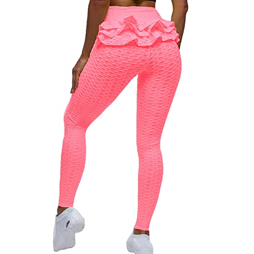 Caopixxzful Workout Leggings For Women Ruffle Bubble Jacquard Yoga Pants - Peach Buttocks Lifting Sports And Fitness Leggings #TOP27