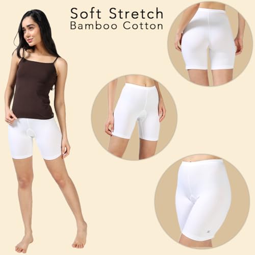 Image of Lavos Women Under Dress Sports Cycling Shorts, Bamboo Cotton Activewear Yoga Gym Workout Anti-Bacterial Uniform, Elastic Mid Waist Shorties Tights for Womens and Young Ladies