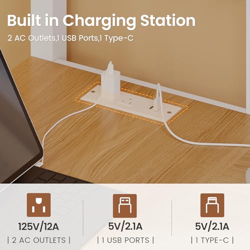Loft Bed Twin Size with L Shape Desk,4 Drawers,Cloth hanging rack,2-Tier Storage Shelves Metal Loft Bed Frame with Power Outlet and LED Lighted,No Box Spring Needed,Space-Saving,Noise Free (White) - Thumbnail 5