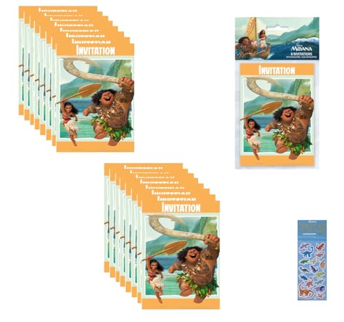 Moana birthday party invitations bundle