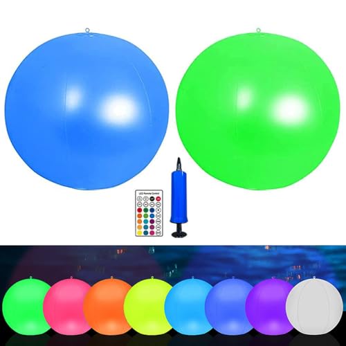 Hawofly 2 Pack Floating Pool Lights,Color Changing Inflatable LED Pool Ball Lights with Remote,16 Colors,4 Adjustable Lighting Modes Suitable for Pool,Patio,Garden Party Decoration