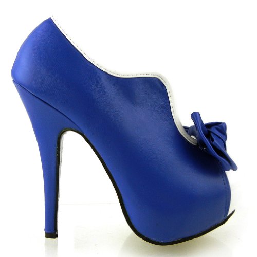 SHOW STORY Vintage Two Tone Bow Platform Stiletto High Heel Ankle Boots,LF30427