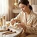 30g Upscale Refillable Acrylic Lotion Bottle With Screw Lid and PP Liner,Travel Empty Cosmetic Jar,Makeup Face Cream Eye Cream Holder Container for Sample Packaging Storage (Transparent+Golden)