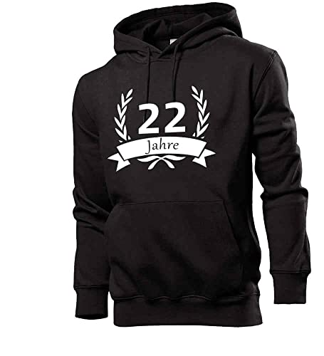 shirt84 Sudadera con capucha para hombre de 22 cumpleaños con corona de laurel, Negro , XL