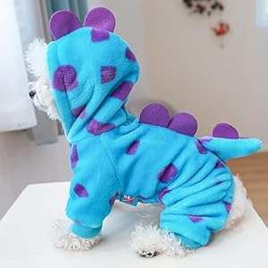 Dinosaur Dog Clothes for Small Dog Girl Boy,Fleece Winter Puppy Hoodies with Leash Ring,Cold Weather Coat for Cat,Funny Dog Dinosaur Costume for Christmas Halloween. (Blue, X-Small) Dinosaur Dog Clothes for Small Dog Girl BoyFleece Winter Puppy Hoodies with Leash RingCold Weather Coat for CatFunny Dog Dinosaur Costume for Christmas Halloween Blue X Small