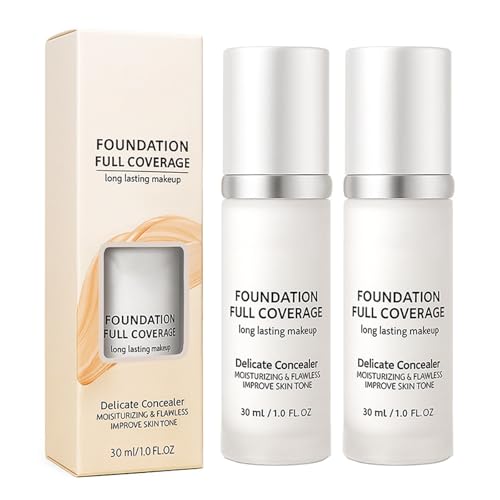 Color Changing Foundation for All Skin Types - Lightweight Medium Coverage Conceals Blemishes and Freckles Makeup for Flawless Skin (Pack of 2)