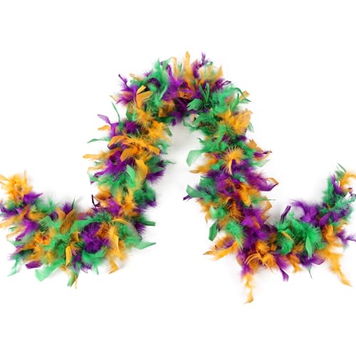 MAOFENG Chandelle Turkey Feather Boa 1.64 Yards 30g for Halloween Dancing Wedding Party DIY Craft Costume Decoration Feather Boa Mardi Gras