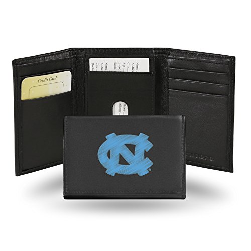 NCAA Rico Industries Carteira de couro bordada com três dobras, salto alto da Carolina do Norte