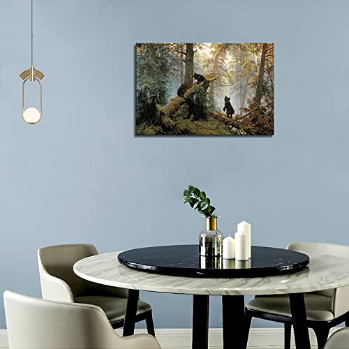 Bears Play In Forest Broken Tree Wall Art Painting The Picture Print On Canvas Animal Pictures For Home Decor Decoration Gift #TOP5