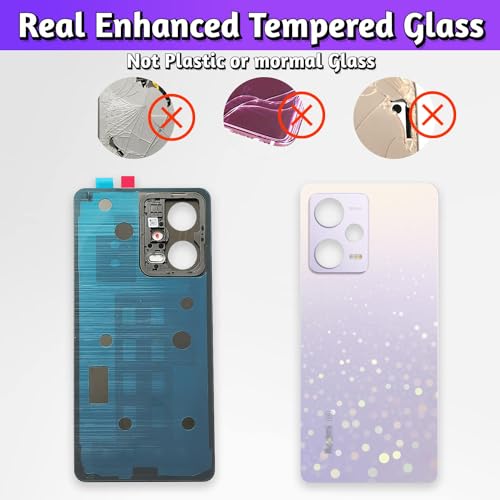 LUVSS Back Glass Cover Replacement Compitable for Xiaomi Redmi Note 12 Pro 5G Rear Cover + Repair Manual DIY Tools Kit (Blue) - Image 2