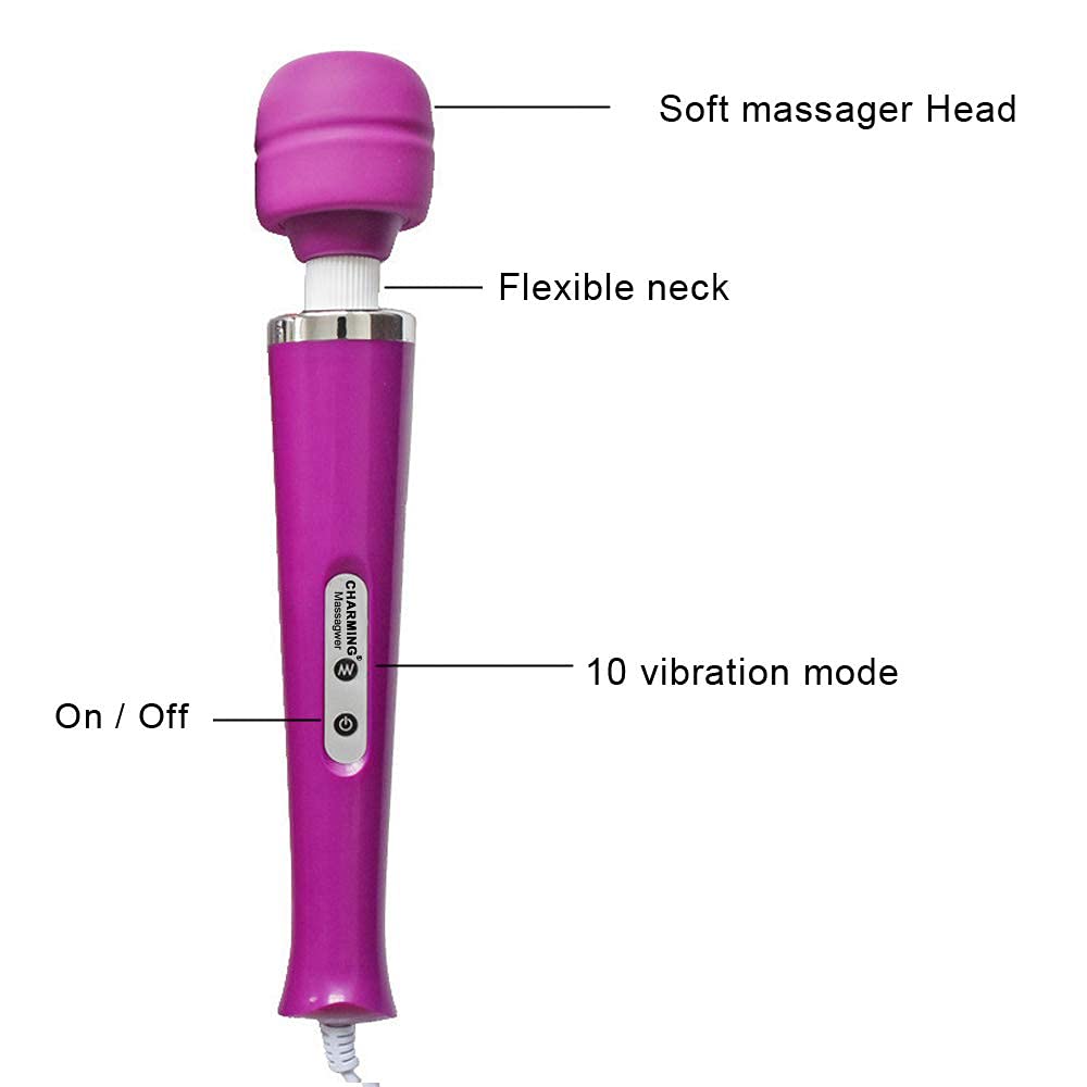CHARMING Wired Powerful Handheld Massager with Strong 10 Vibrations Back Massage, Personal Therapy Massager for Sports Recovery, Muscle Aches, Full Body Pain ()