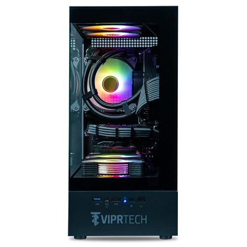 Image of ViprTech Stryker 4.0 Gaming PC - AMD Ryzen 7 (4.4GHz Liquid Cooled), RTX 5060 8GB, 16GB DDR4 RAM, 1TB SSD, 700W PSU, WiFi BT, Win 11 Pro, RGB, Gaming Desktop Computer Prebuilt Tower, Black