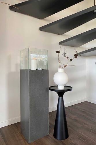 VIVANNO Windlicht-Säule 100 cm Kerzenständer in Beton-Optik Anthrazit, Deko Laterne mit Glas-Einsatz
