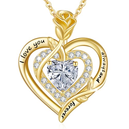 Pendentif Double Coeur Rose Collier Femme Argent 925 Bijoux Cadeau