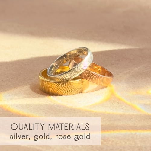 Actual Finger Print Ring • Couples Promise Rings for Her and Him • 925 Sterling Silver Rings • Long Distance Relationship Gifts • Just Breathe Rings for Women • Love Ring • Signet Ring • Male Rings R44